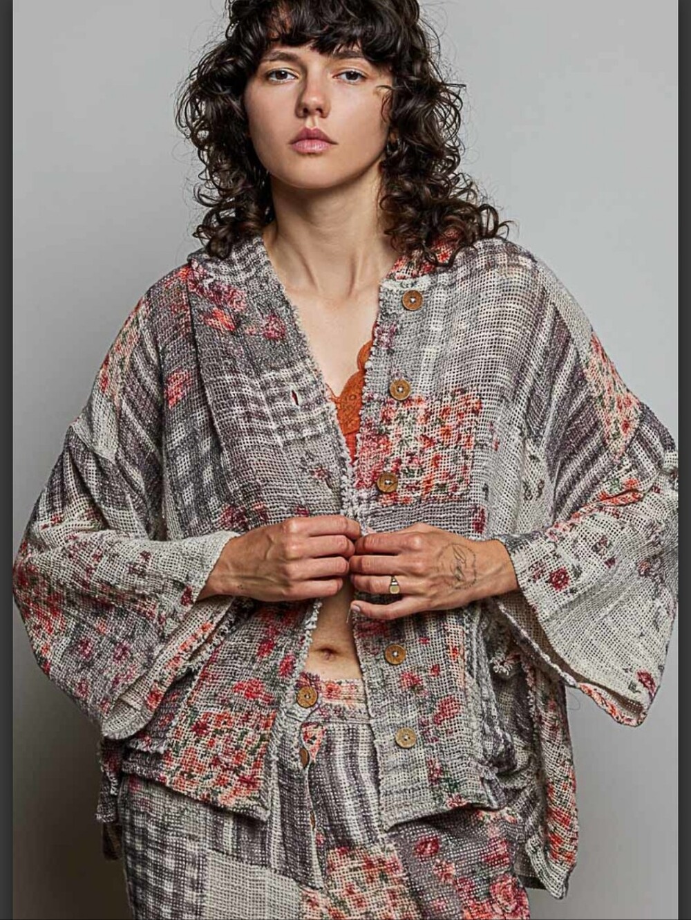 #1909 POL Vintage Rose Patchwork Hooded Jacket